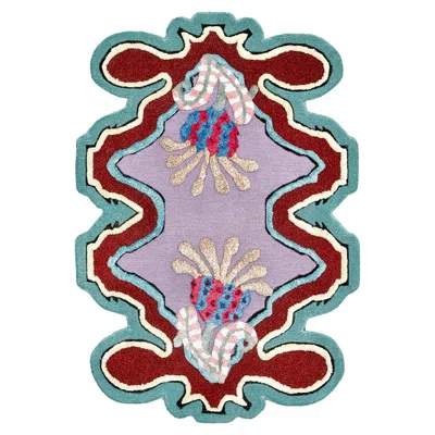 Pre-owned Illulian 21st Century Carpet Rug Multifarious Garden Wool And Silk, Purple, Blue, Pink