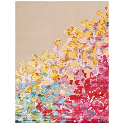 Pre-owned Illulian 21st Century Carpet Rug Ocean In Himalayan Wool And Silk, Beige, Purple