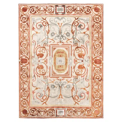 Pre-owned Illulian 21st Century Carpet Rug Richelieu In Himalayan Wool And Silk Gray, Terracotta In Sand