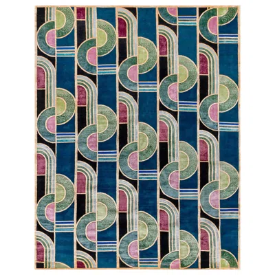 Pre-owned Illulian 21st Century Carpet Rug Roy Vol Ii In Himalayan Wool And Silk Blue, Green