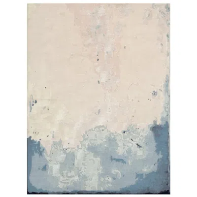 Pre-owned Illulian 21st Century Carpet Rug Sahara In Himalayan Wool And Silk Beige, Blue, White