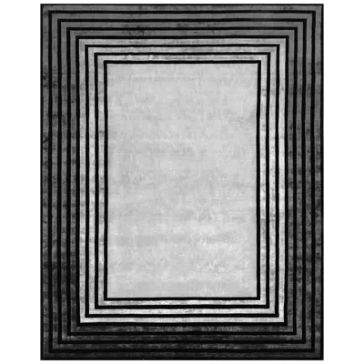 Pre-owned Illulian 21st Century Carpet Rug Seven In Himalayan Wool And Silk, Black, Gray