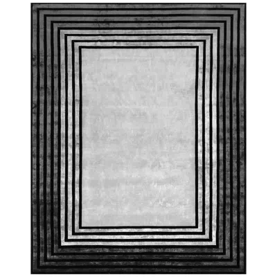 Pre-owned Illulian 21st Century Carpet Rug Seven In Himalayan Wool And Silk, Black, Gray