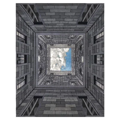 Pre-owned Illulian 21st Century Carpet Rug Sottosopra Ii In Himalayan Wool And Silk, Blue, Grey In Gray