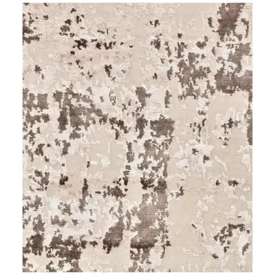 Pre-owned Illulian 21st Century Carpet Rug Storm In Himalayan Wool And Silk Beige, Brown