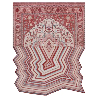 Pre-owned Illulian Rug Evolution 1 In Himalayan Wool And Silk, Red, Beige In Brown