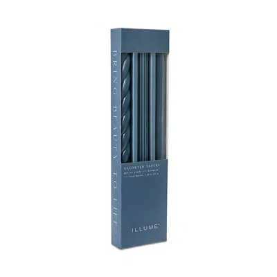 Illume Assorted Deep Blue Candle Tapers 3-pack, 7.65 Oz.