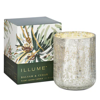 Illume Balsam & Cedar Small Crackle Glass Candle, 8.3 Oz.