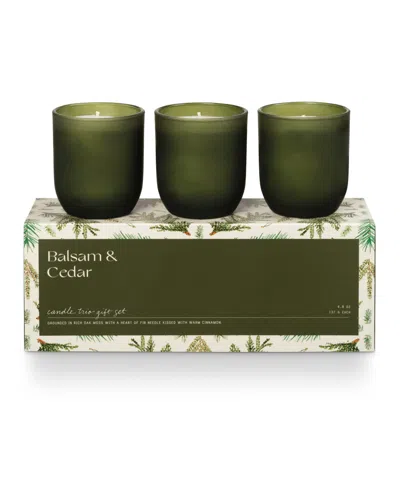 Illume Balsam & Cedar Soy Blend Votive Gift Set, Set Of 3 In Green