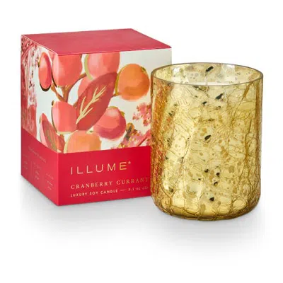 Illume ® Beautifully Done Seasonal Cranberry Currant Small Boxed Crackle Glass Candle In Gold