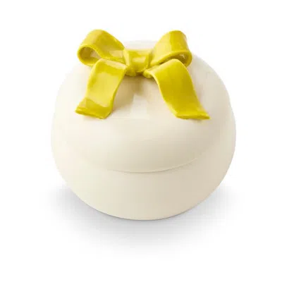 Illume ® Bows And Baubles Oleander Oak Bow Ceramic Candle In Yellow