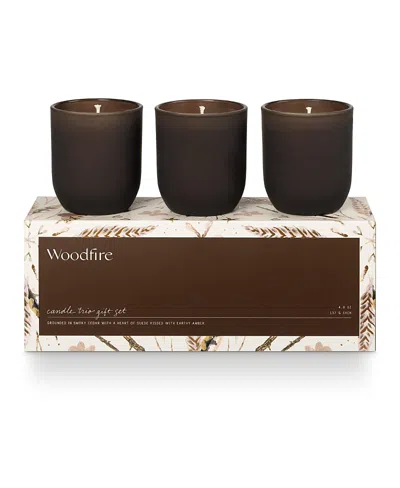Illume Candle Trio Gift Set, Woodfire, 4.8 Oz. In Brown