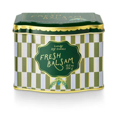 Illume ® Fa La Lovely Fresh Balsam Printed Tin Candle In Green