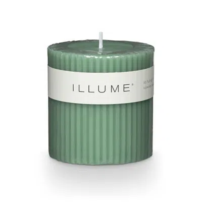 Illume ®  Beautifully Done Small Fragranced Pillar Candle, Hinoki Sage In Green