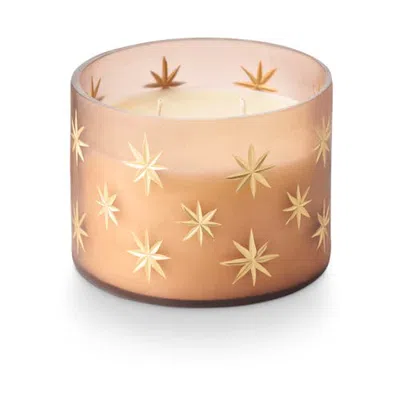 Illume ® La Ciel Woodfire Frosted Star Glass Candle In Brown