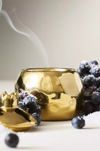 Illume Pomme Rouge Ceramic Fruit Candle In Gold