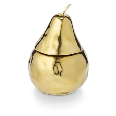 Illume Spiced Pear Ceramic Pear Candle In Gold