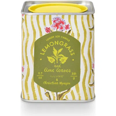 Illume ® Sun Terrace Lemongrass & Lime Leaves Printed Tin Candle, 331g In Green