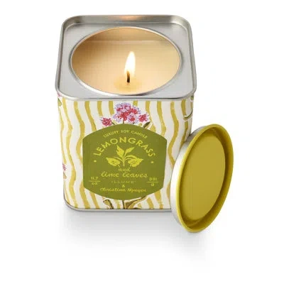 Illume Sun Terrace Lemongrass & Lime Leaves Printed Tin Candle, 331g In Green