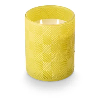 Illume Sun Terrace Lemongrass & Lime Textured Glass Candle, 469g In Yellow Citrus