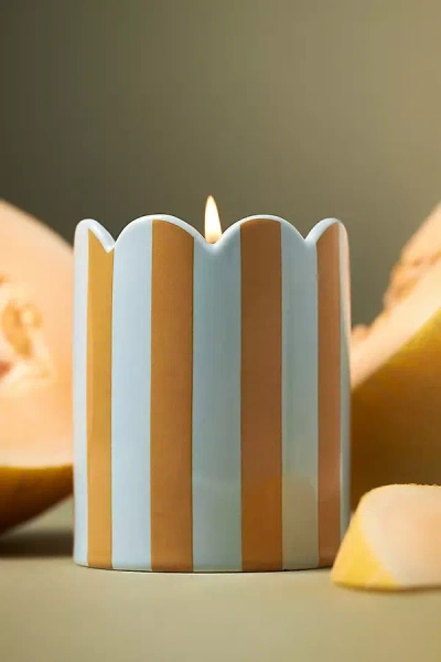 Illume Woody Melon & Musk Striped Scallop Ceramic Candle In Multi