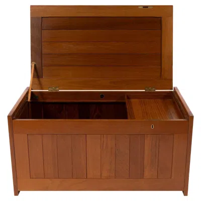 Pre-owned Illums Bolighus Teak & Leather Blanket Chest In Brown