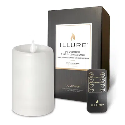 Illure Flameless Candle 3"x4" Wax Pillar In White