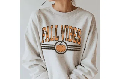 Illustrated Society Fall Vibes Vintage Graphic Sweatshirts In Oatmeal Heather In White