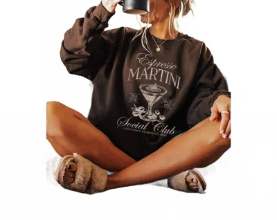 Illustrated Society Women's Espresso Martini Social Club Sweatshirt In Brown