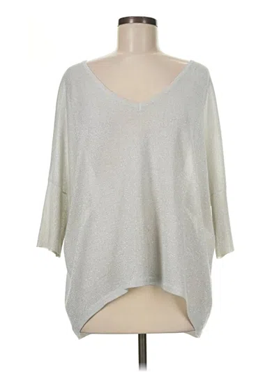 Pre-owned Ilse Jacobsen 3/4 Sleeve Top Silver V-neck Tops
