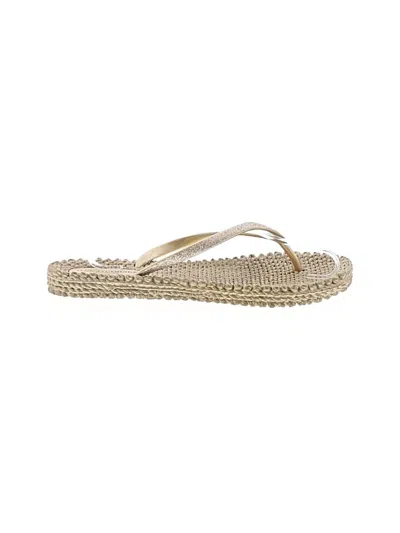 Pre-owned Ilse Jacobsen Flip Flops In Gold
