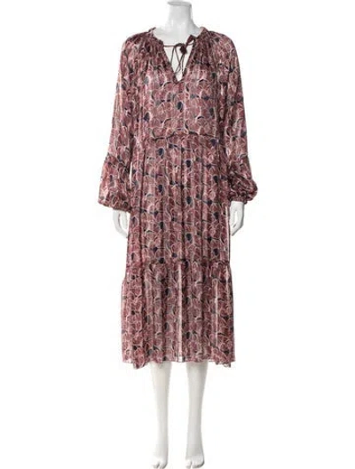 Pre-owned Ilse Jacobsen Floral Print Long Dress In Pink