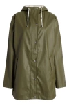 Ilse Jacobsen Hooded Waterproof Rain Jacket In Green