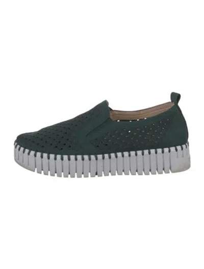 Pre-owned Ilse Jacobsen Lace Pattern Lasercut Accents Flats In Green