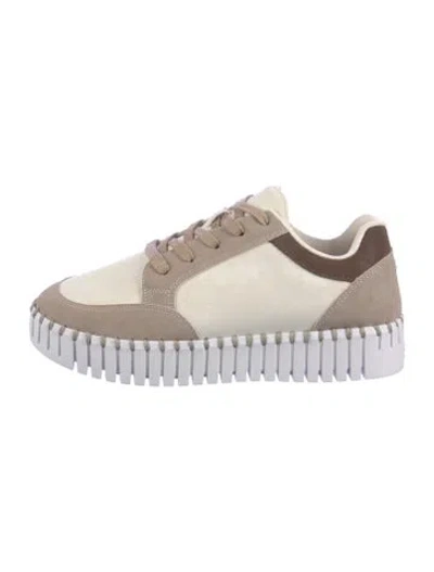 Pre-owned Ilse Jacobsen Leather Colorblock Pattern Sneakers In Neutral
