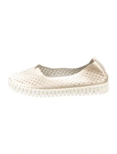 Pre-owned Ilse Jacobsen Leather Patterned Flats In Neutrals