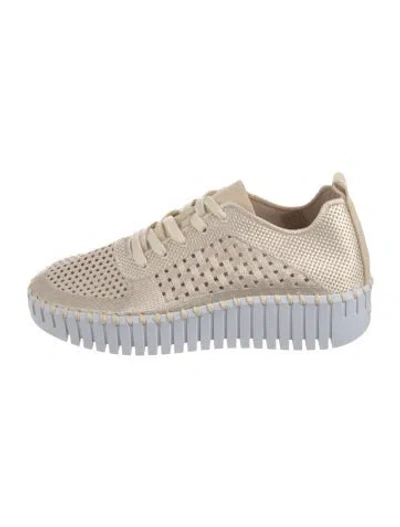 Pre-owned Ilse Jacobsen Leather Printed Sneakers In Gold