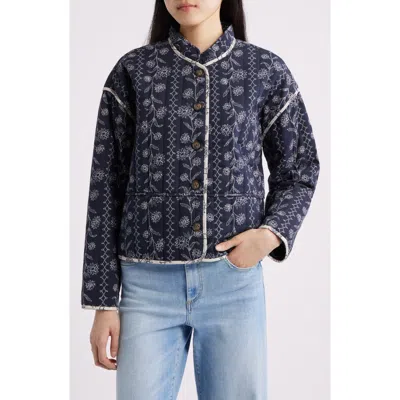 Ilse Jacobsen Ottomaquilt Floral Embroidered Jacket In Blue