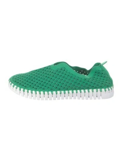 Pre-owned Ilse Jacobsen Patterned Flats In Green