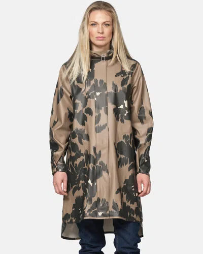 Ilse Jacobsen Rain Print Womens A-line Rubberised Raincoat In Brown