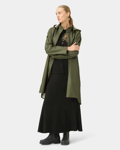 Ilse Jacobsen Rain Womens A-line Rubberised Raincoat In Green