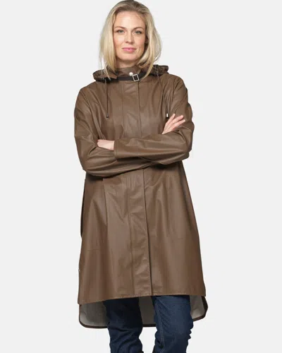 Ilse Jacobsen Rain Womens A-line Rubberised Raincoat In Brown