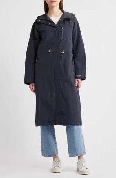 Ilse Jacobsen Rainvision Waterproof Hooded Long Raincoat In Blue