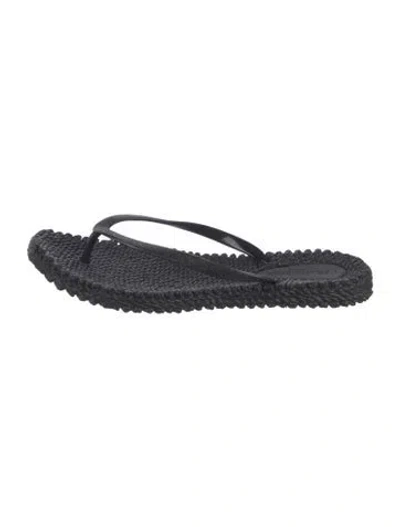 Pre-owned Ilse Jacobsen Rubber Glitter Accents Flats In Black