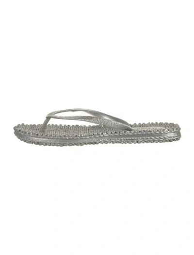 Pre-owned Ilse Jacobsen Rubber Glitter Accents Flats In Gray