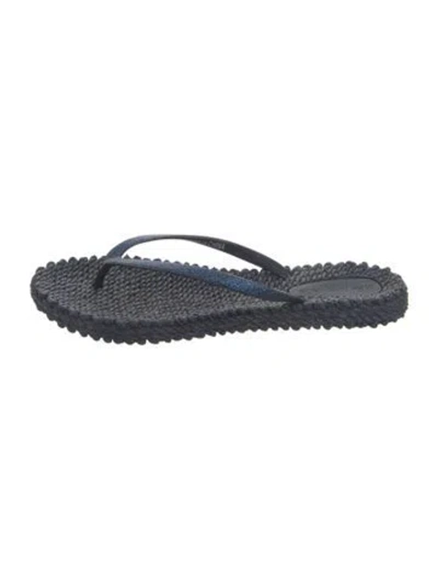 Pre-owned Ilse Jacobsen Rubber Glitter Accents Flip Flops In Blue