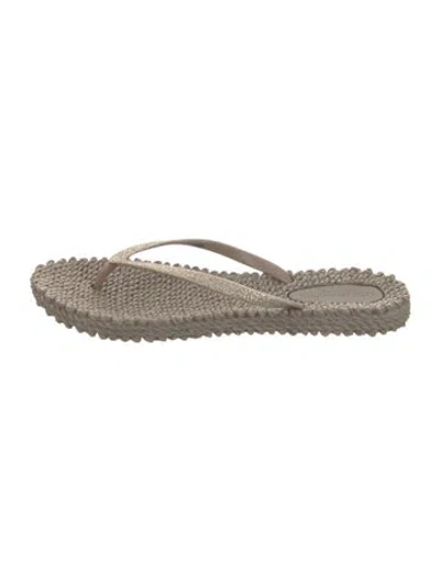 Pre-owned Ilse Jacobsen Rubber Glitter Accents Flip Flops In Neutrals