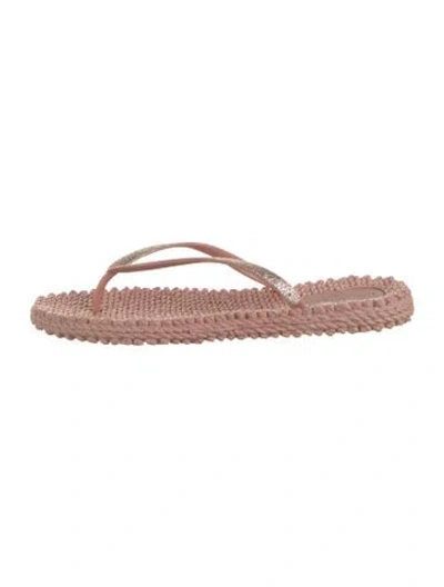 Pre-owned Ilse Jacobsen Rubber Glitter Accents Flip Flops W/ Tags In Pink