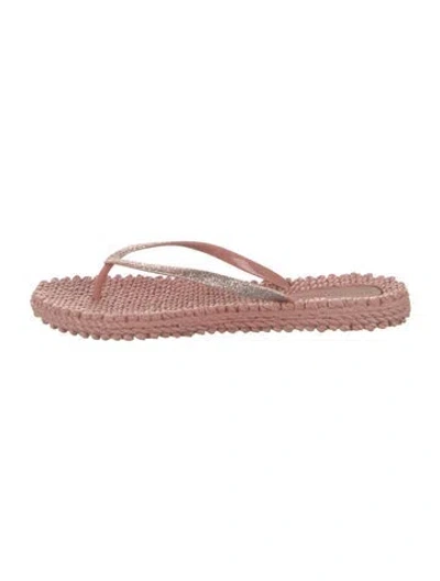 Pre-owned Ilse Jacobsen Rubber Glitter Accents Flip Flops W/ Tags In Pink