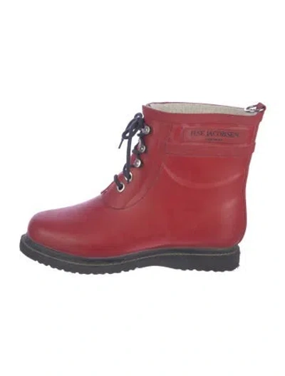Pre-owned Ilse Jacobsen Rubber Rain Boots In Red